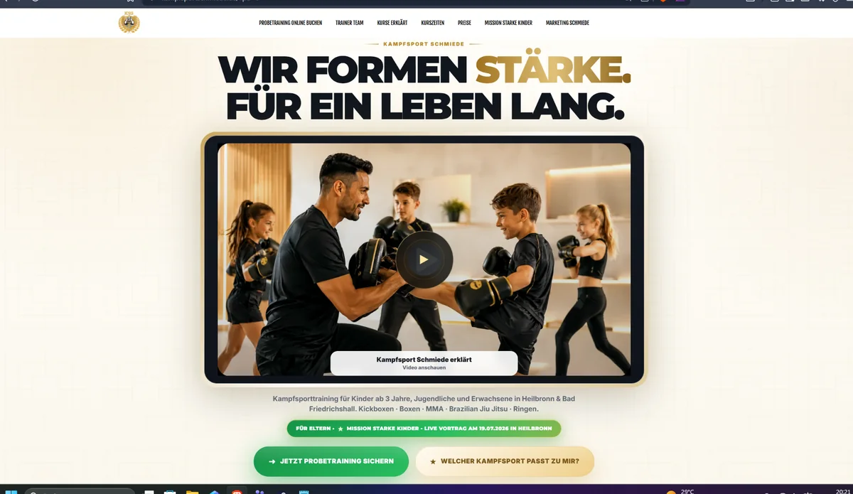Website-Referenz Kampfsport Schmiede